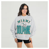 Miami Dolphins Gameday Couture Women's Fierce Focus Premium Oversized Fleece Pullover Sweatshirt Ash - NFL