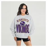 Minnesota Vikings Gameday Couture Women's Fierce Focus Premium Oversized Fleece Pullover Sweatshirt Ash - NFL