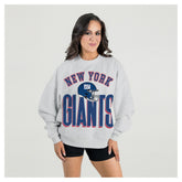 New York Giants Gameday Couture Women's Fierce Focus Premium Oversized Fleece Pullover Sweatshirt Ash - NFL