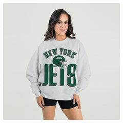 New York Jets Gameday Couture Women's Fierce Focus Premium Oversized Fleece Pullover Sweatshirt Ash - NFL