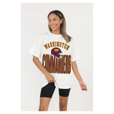 Washington Commanders Gameday Couture Women's Oversized Classic Fierce Focus T-Shirt White - NFL