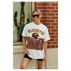 Washington Commanders Gameday Couture Women's Oversized Classic Fierce Focus T-Shirt White - NFL