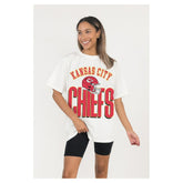 Kansas City Chiefs Gameday Couture Women's Oversized Classic Fierce Focus T-Shirt White - NFL
