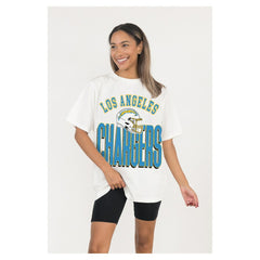 Los Angeles Chargers Gameday Couture Women's Oversized Classic Fierce Focus T-Shirt White - NFL