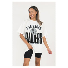 Las Vegas Raiders Gameday Couture Women's Oversized Classic Fierce Focus T-Shirt White - NFL