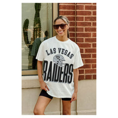 Las Vegas Raiders Gameday Couture Women's Oversized Classic Fierce Focus T-Shirt White - NFL