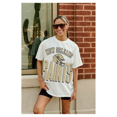New Orleans Saints Gameday Couture Women's Oversized Classic Fierce Focus T-Shirt White - NFL