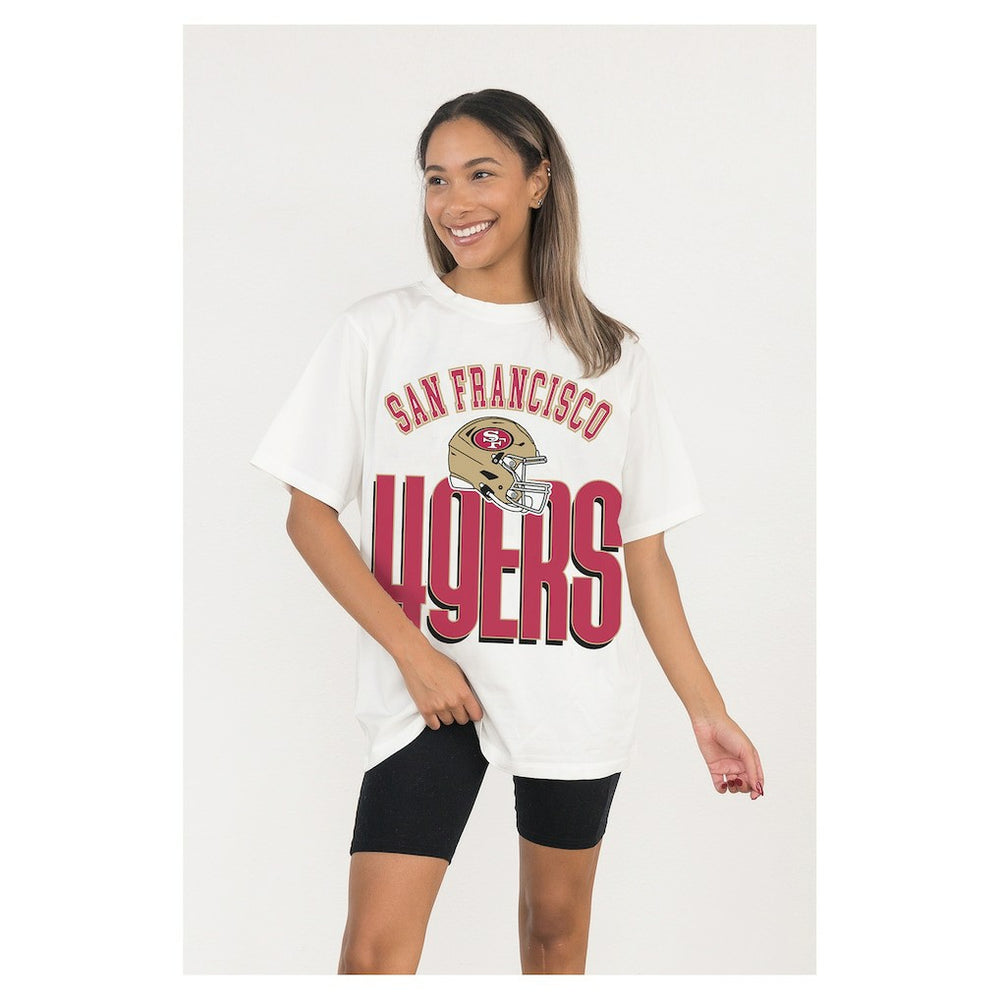 San Francisco 49ers Gameday Couture Women's Oversized Classic Fierce Focus T-Shirt White - NFL