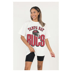 Tampa Bay Buccaneers Gameday Couture Women's Oversized Classic Fierce Focus T-Shirt White - NFL