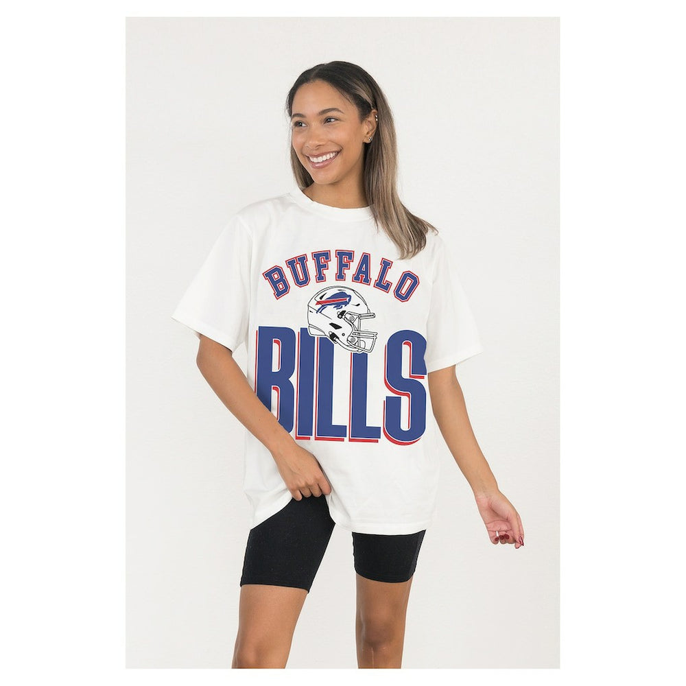 Buffalo Bills Gameday Couture Women's Oversized Classic Fierce Focus T-Shirt White - NFL
