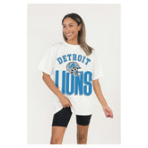 Detroit Lions Gameday Couture Women's Oversized Classic Fierce Focus T-Shirt White - NFL