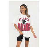 Atlanta Falcons Gameday Couture Women's Oversized Classic Fierce Focus T-Shirt White - NFL