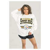 Pittsburgh Steelers Gameday Couture Women's Swift Strike Premium Oversized Fleece Pullover Sweatshirt White - NFL