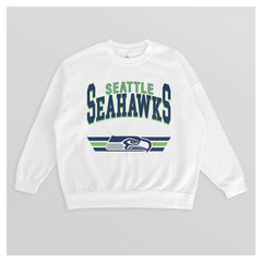 Seattle Seahawks Gameday Couture Women's Swift Strike Premium Oversized Fleece Pullover Sweatshirt White - NFL