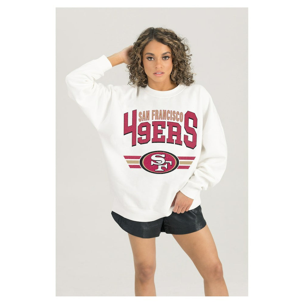 San Francisco 49ers Gameday Couture Women's Swift Strike Premium Oversized Fleece Pullover Sweatshirt White - NFL