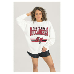 Tampa Bay Buccaneers Gameday Couture Women's Swift Strike Premium Oversized Fleece Pullover Sweatshirt White - NFL