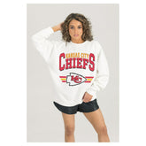 Kansas City Chiefs Gameday Couture Women's Swift Strike Premium Oversized Fleece Pullover Sweatshirt White - NFL