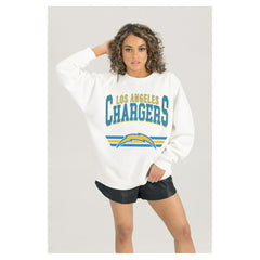 Los Angeles Chargers Gameday Couture Women's Swift Strike Premium Oversized Fleece Pullover Sweatshirt White - NFL