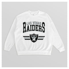 Las Vegas Raiders Gameday Couture Women's Swift Strike Premium Oversized Fleece Pullover Sweatshirt White - NFL