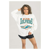 Miami Dolphins Gameday Couture Women's Swift Strike Premium Oversized Fleece Pullover Sweatshirt White - NFL