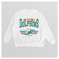 Miami Dolphins Gameday Couture Women's Swift Strike Premium Oversized Fleece Pullover Sweatshirt White - NFL