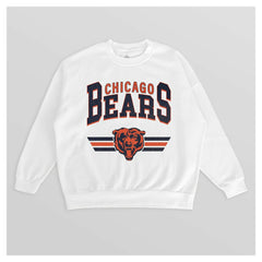 Chicago Bears Gameday Couture Women's Swift Strike Premium Oversized Fleece Pullover Sweatshirt White - NFL