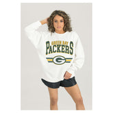 Green Bay Packers Gameday Couture Women's Swift Strike Premium Oversized Fleece Pullover Sweatshirt White - NFL