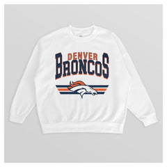 Denver Broncos Gameday Couture Women's Swift Strike Premium Oversized Fleece Pullover Sweatshirt White - NFL