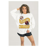 Washington Commanders Gameday Couture Women's Oversized Hard Earned Premium Fleece Pullover Sweatshirt White - NFL