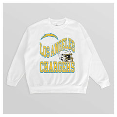 Los Angeles Chargers Gameday Couture Women's Oversized Hard Earned Premium Fleece Pullover Sweatshirt White - NFL
