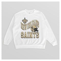 New Orleans Saints Gameday Couture Women's Oversized Hard Earned Premium Fleece Pullover Sweatshirt White - NFL