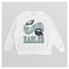 Philadelphia Eagles Gameday Couture Women's Oversized Hard Earned Premium Fleece Pullover Sweatshirt White - NFL