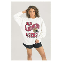 San Francisco 49ers Gameday Couture Women's Oversized Hard Earned Premium Fleece Pullover Sweatshirt White - NFL