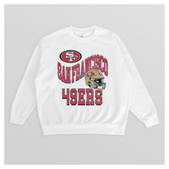 San Francisco 49ers Gameday Couture Women's Oversized Hard Earned Premium Fleece Pullover Sweatshirt White - NFL
