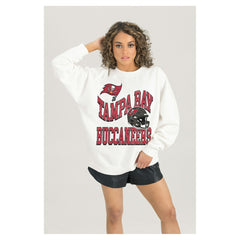Tampa Bay Buccaneers Gameday Couture Women's Oversized Hard Earned Premium Fleece Pullover Sweatshirt White - NFL