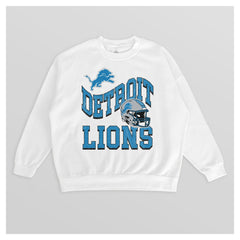 Detroit Lions Gameday Couture Women's Oversized Hard Earned Premium Fleece Pullover Sweatshirt White - NFL