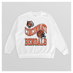 Cincinnati Bengals Gameday Couture Women's Oversized Hard Earned Premium Fleece Pullover Sweatshirt White - NFL