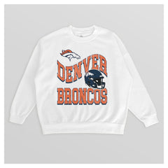 Denver Broncos Gameday Couture Women's Oversized Hard Earned Premium Fleece Pullover Sweatshirt White - NFL