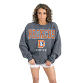 Denver Broncos Gameday Couture Women's Bring Your Energy Oversized Premium Fleece Pullover Sweatshirt Charcoal - NFL