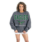 Philadelphia Eagles Gameday Couture Women's Bring Your Energy Oversized Premium Fleece Pullover Sweatshirt Charcoal - NFL