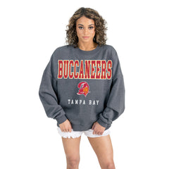 Tampa Bay Buccaneers Gameday Couture Women's Bring Your Energy Oversized Premium Fleece Pullover Sweatshirt Charcoal - NFL