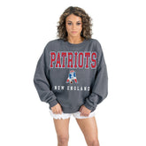 New England Patriots Gameday Couture Women's Bring Your Energy Oversized Premium Fleece Pullover Sweatshirt Charcoal - NFL