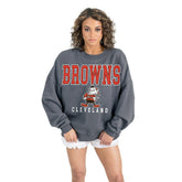 Cleveland Browns Gameday Couture Women's Bring Your Energy Oversized Premium Fleece Pullover Sweatshirt Charcoal - NFL