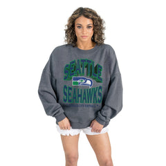 Seattle Seahawks Gameday Couture Women's Long Weekends Oversized Premium Fleece Pullover Sweatshirt Charcoal - NFL