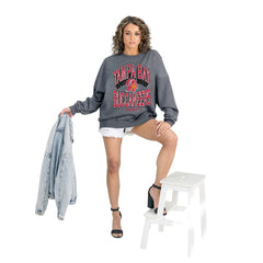 Tampa Bay Buccaneers Gameday Couture Women's Long Weekends Oversized Premium Fleece Pullover Sweatshirt Charcoal - NFL