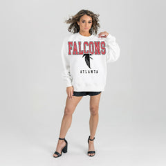 Atlanta Falcons Gameday Couture Women's Classic Sunday Drives Oversized Premium Fleece Pullover Sweatshirt White - NFL