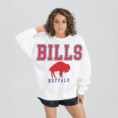 Buffalo Bills Gameday Couture Women's Classic Sunday Drives Oversized Premium Fleece Pullover Sweatshirt White - NFL