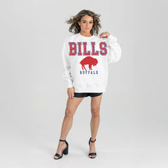 Buffalo Bills Gameday Couture Women's Classic Sunday Drives Oversized Premium Fleece Pullover Sweatshirt White - NFL