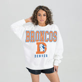 Denver Broncos Gameday Couture Women's Classic Sunday Drives Oversized Premium Fleece Pullover Sweatshirt White - NFL