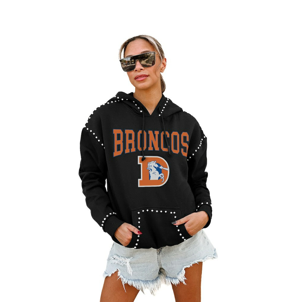 Denver Broncos Gameday Couture Women's Studded Pullover Hoodie Black - NFL